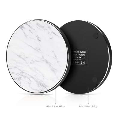 QI Certified Marble Wireless Charging Pad, Aluminium Alloy 10W Fast Charging Wireless Chargers